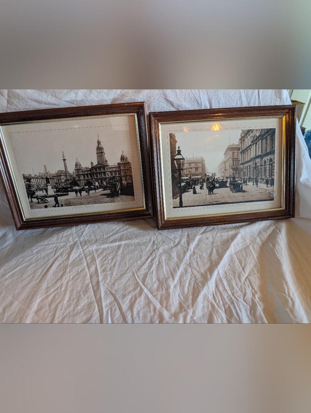 2/140$ Vintage Brown Framed Sepia Cityscape Pictures
